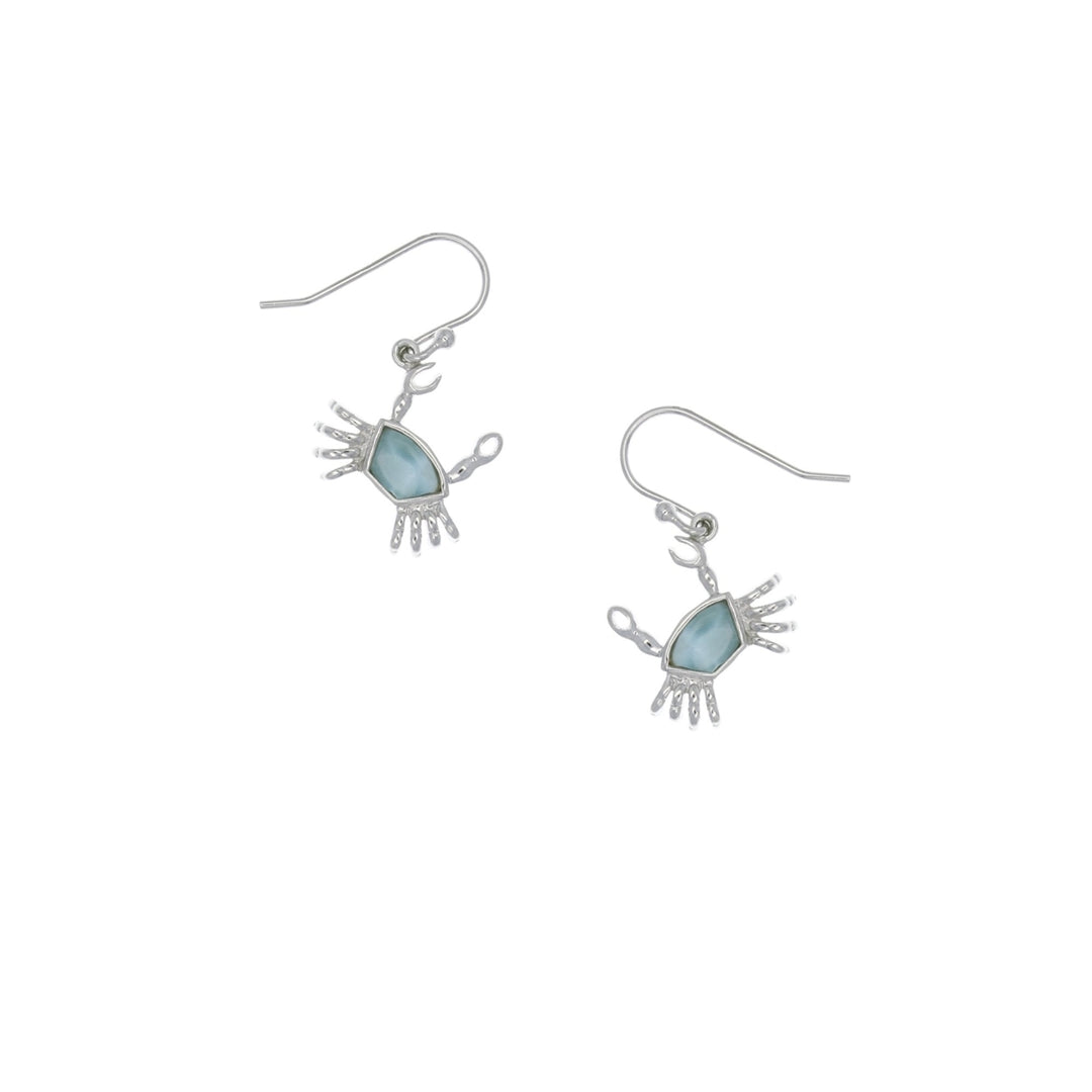 Sterling Silver Natural Larimar Crab Earrings Image 1