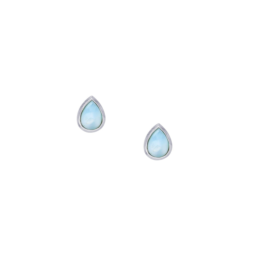 Sterling Silver Natural Larimar Teardrop Post Earrings Image 1