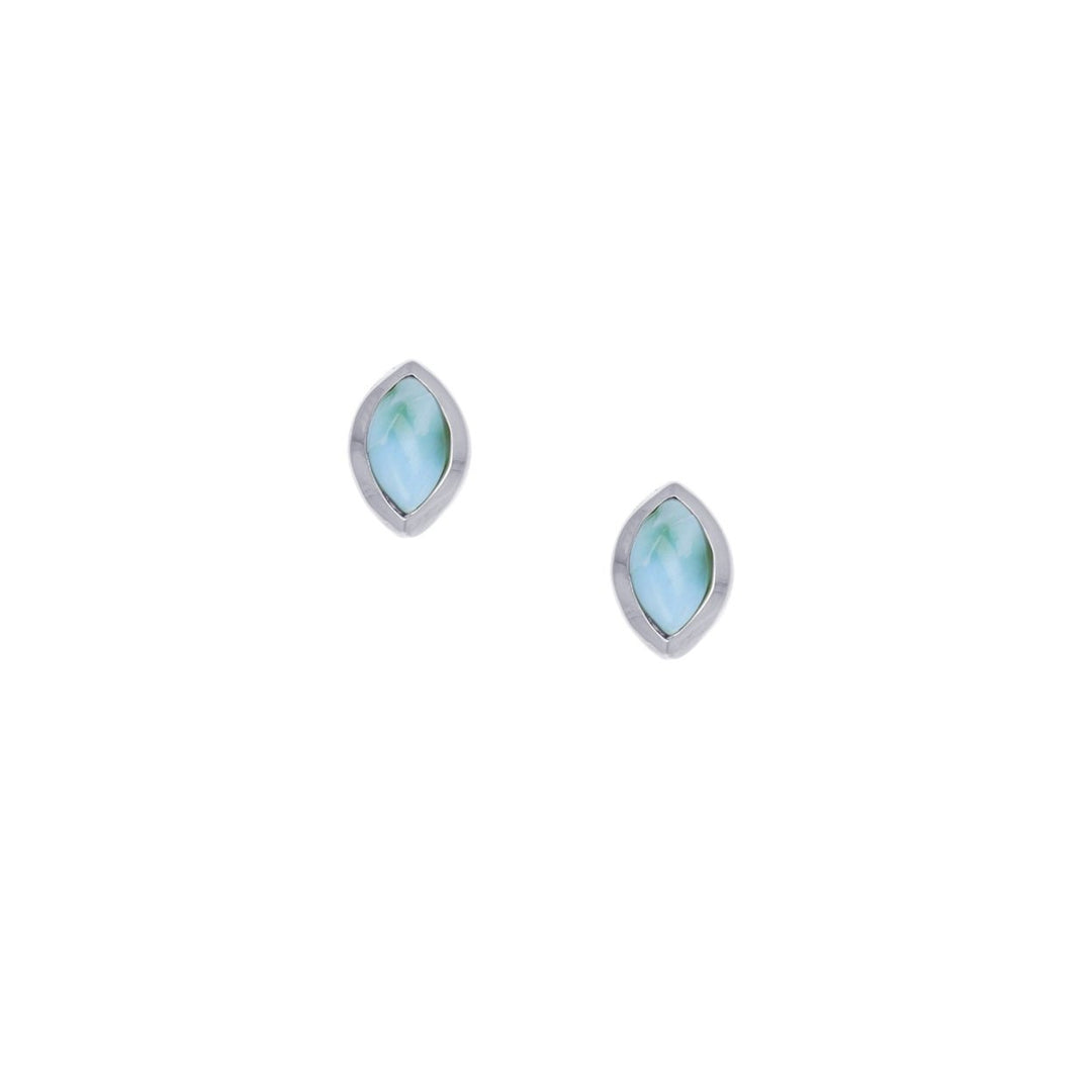 Sterling Silver Natural Larimar Marquise Post Earrings Image 1