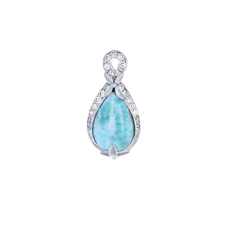 Sterling Silver Natural Larimar CZ Pendant. Image 1