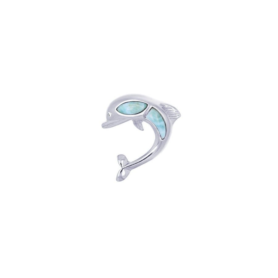 Sterling Silver Natural Larimar Dolphin Pendant. Image 1