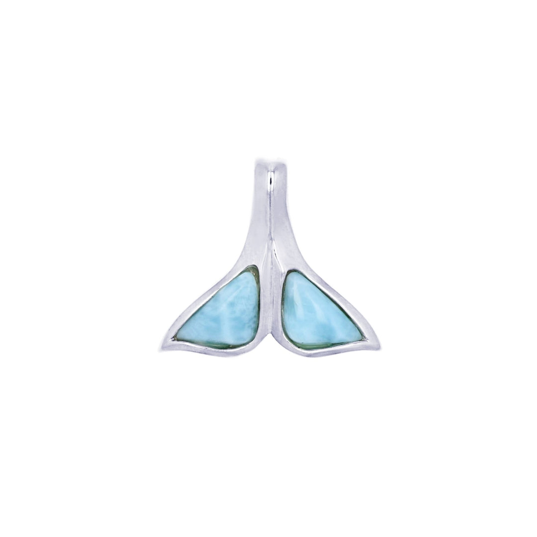 Sterling Silver Natural Larimar Whale Tail Pendant Image 1