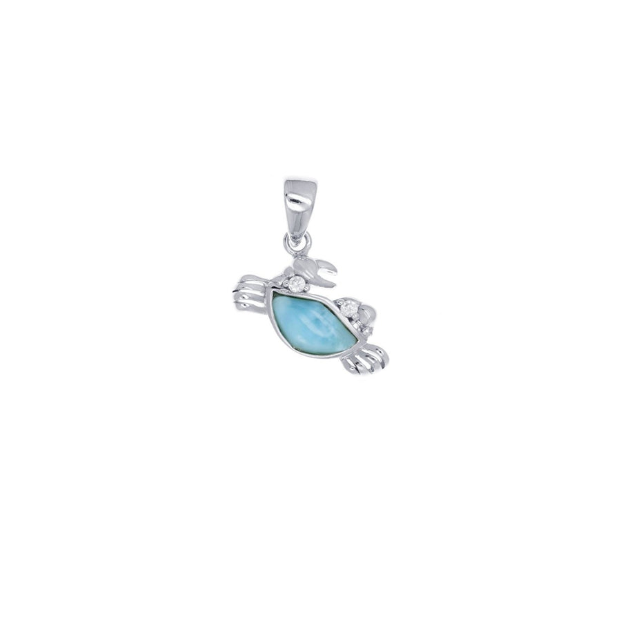 Sterling Silver Natural Larimar Crab Pendant Image 1