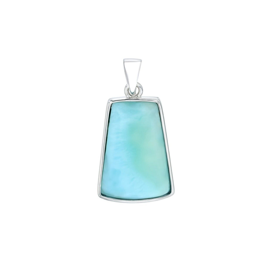 Sterling Silver Natural Larimar Rectangular Pendant Image 1