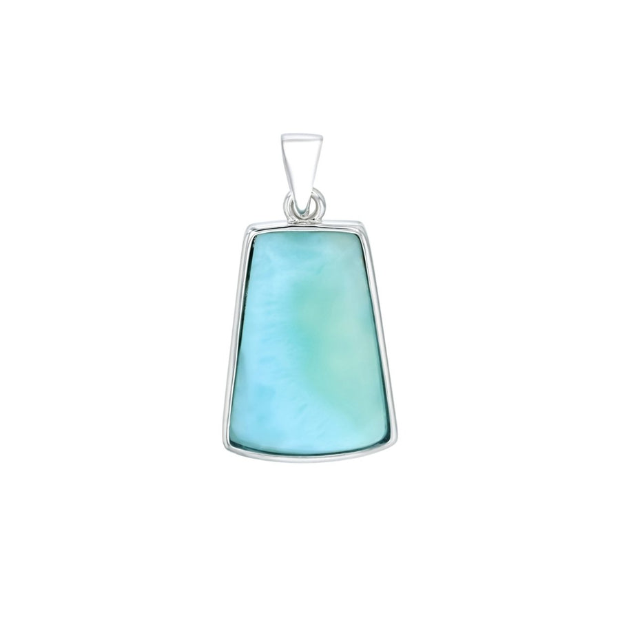 Sterling Silver Natural Larimar Rectangular Pendant Image 1