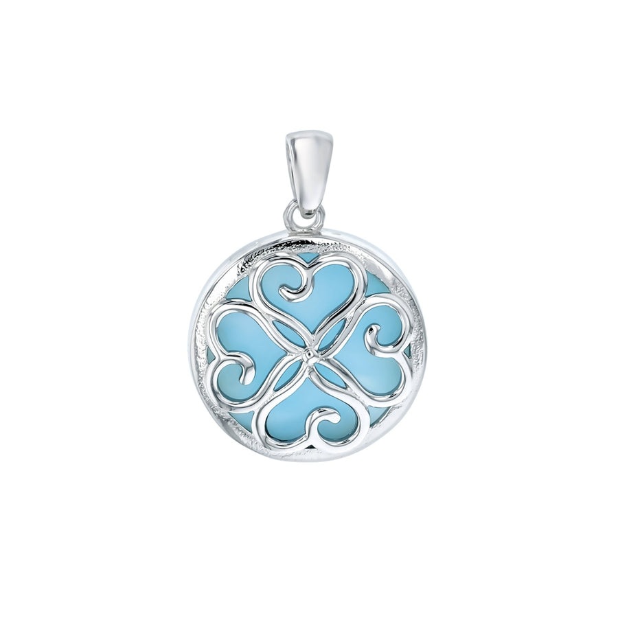 Sterling Silver Natural Larimar Cutout Hearts Pendant Image 1