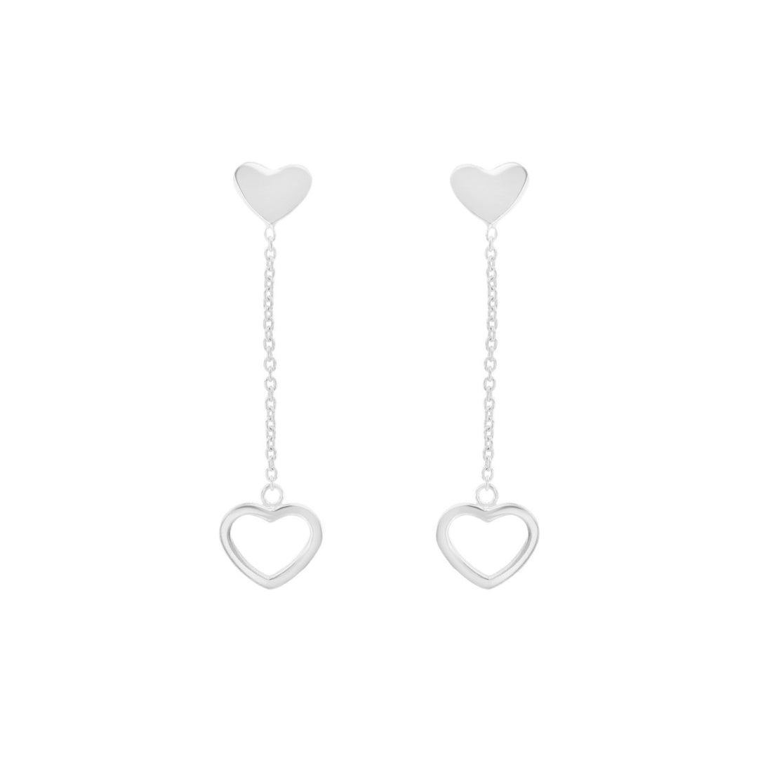 Sterling Silver Heart Dangling Earrings Image 2