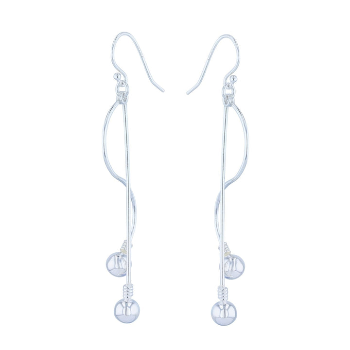 Sterling Silver Long and Curved Bar Magnificent Dangle Earrings Image 2