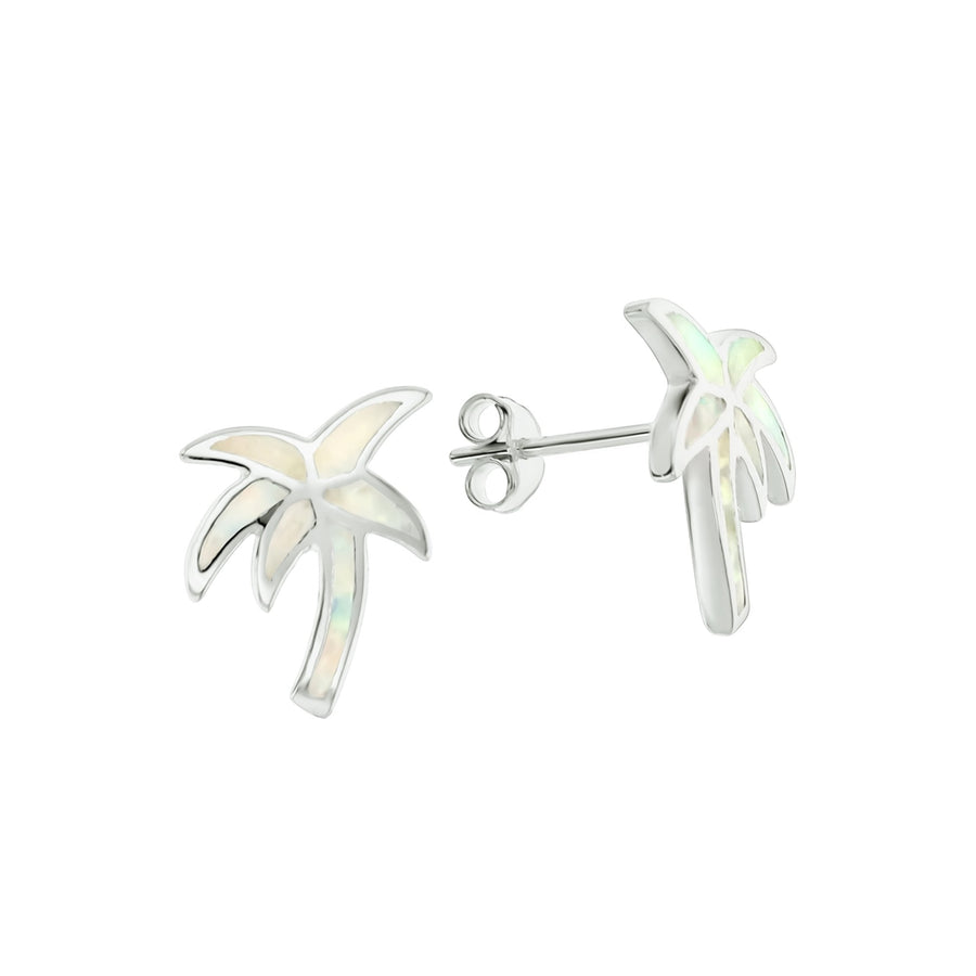 Sterling Silver White Opal Palm Tree Stud Earring Image 1