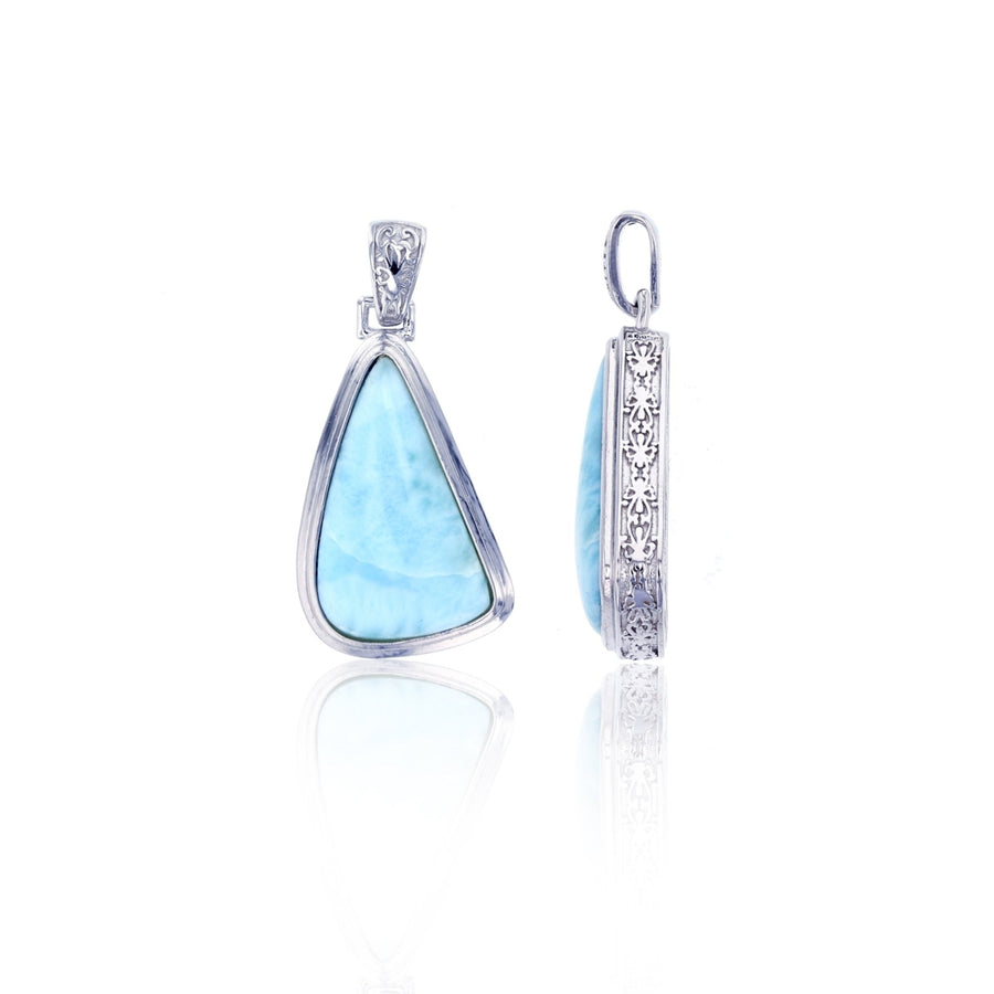 Sterling Silver Triangular Natural Larimar Pendant Image 1