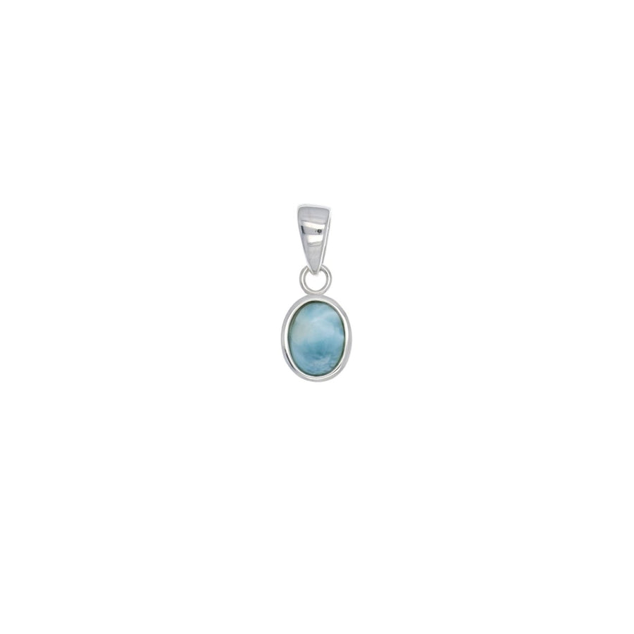 Sterling Silver Oval Natural Larimar Pendant Image 1