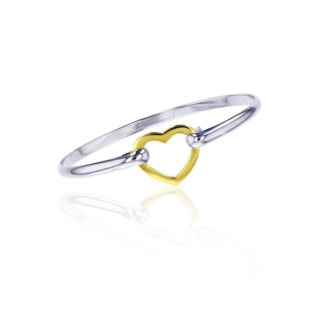 Sterling Silver Open Heart Two-tone Bangle Bangle Image 1