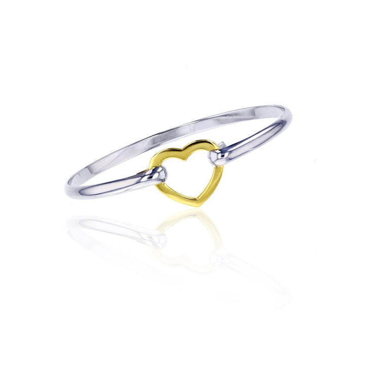 Sterling Silver Open Heart Two-tone Bangle Bangle Image 1