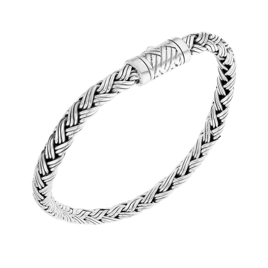 Sterling Silver Oxidized Bali Oval  Mens Bracelet  9" Image 1