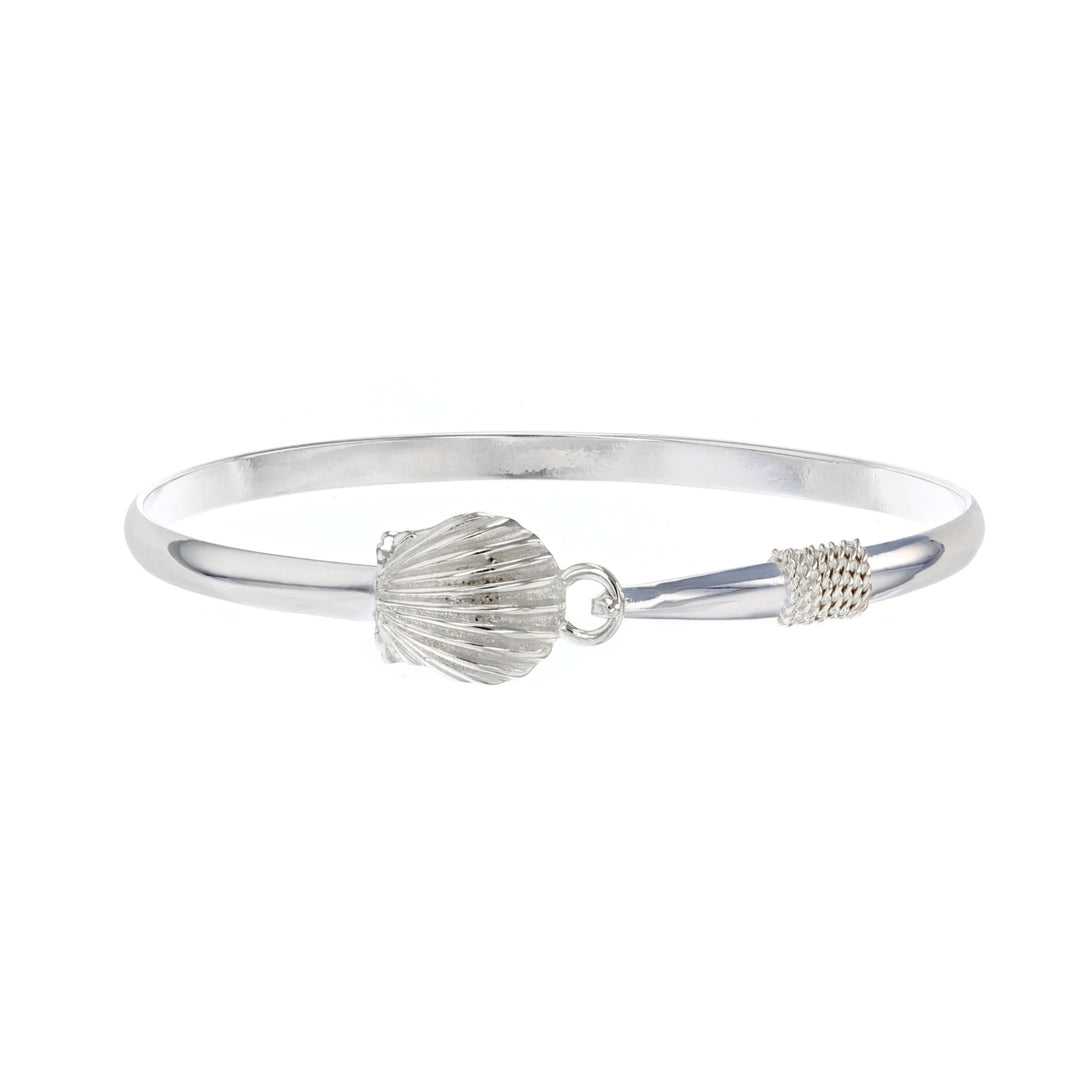 Sterling Silver Seashell Nautical Silver Bangle Bracelet Image 1