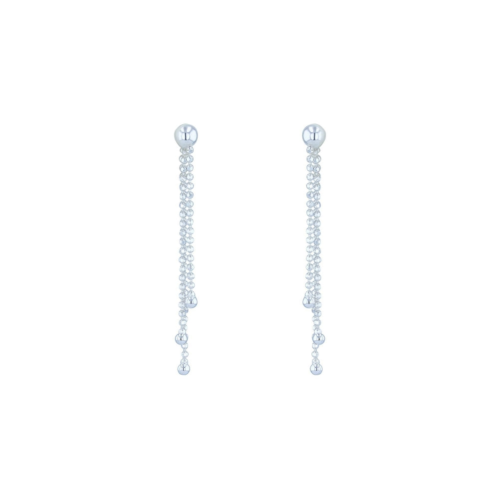 Sterling Silver Stunning Triple Bead Chain Dangle Earrings Image 2