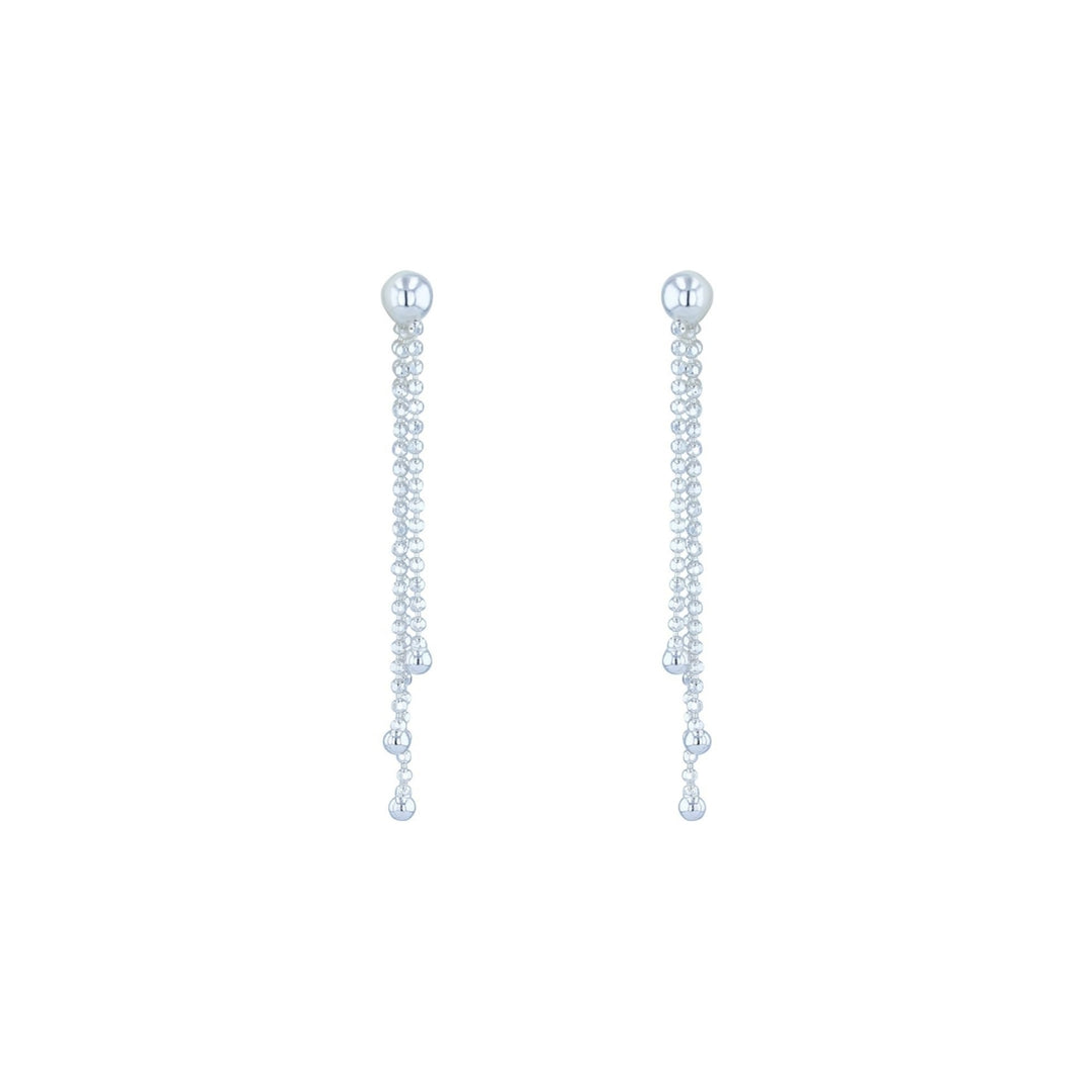 Sterling Silver Stunning Triple Bead Chain Dangle Earrings Image 2