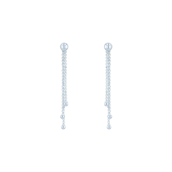 Sterling Silver Stunning Triple Bead Chain Dangle Earrings Image 2