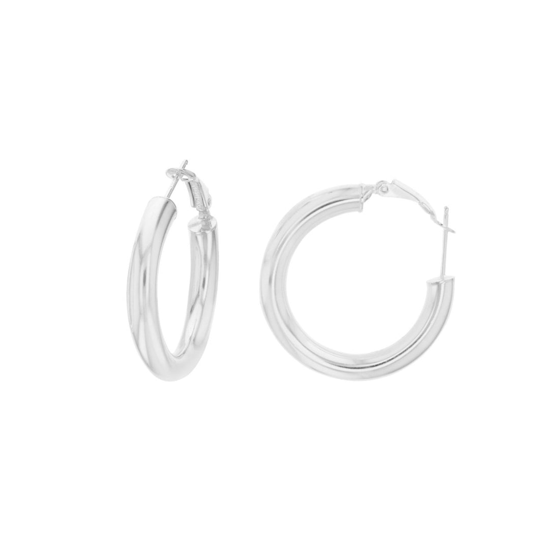 Sterling Silver Thick French Lever Back Classy Hoops Image 1