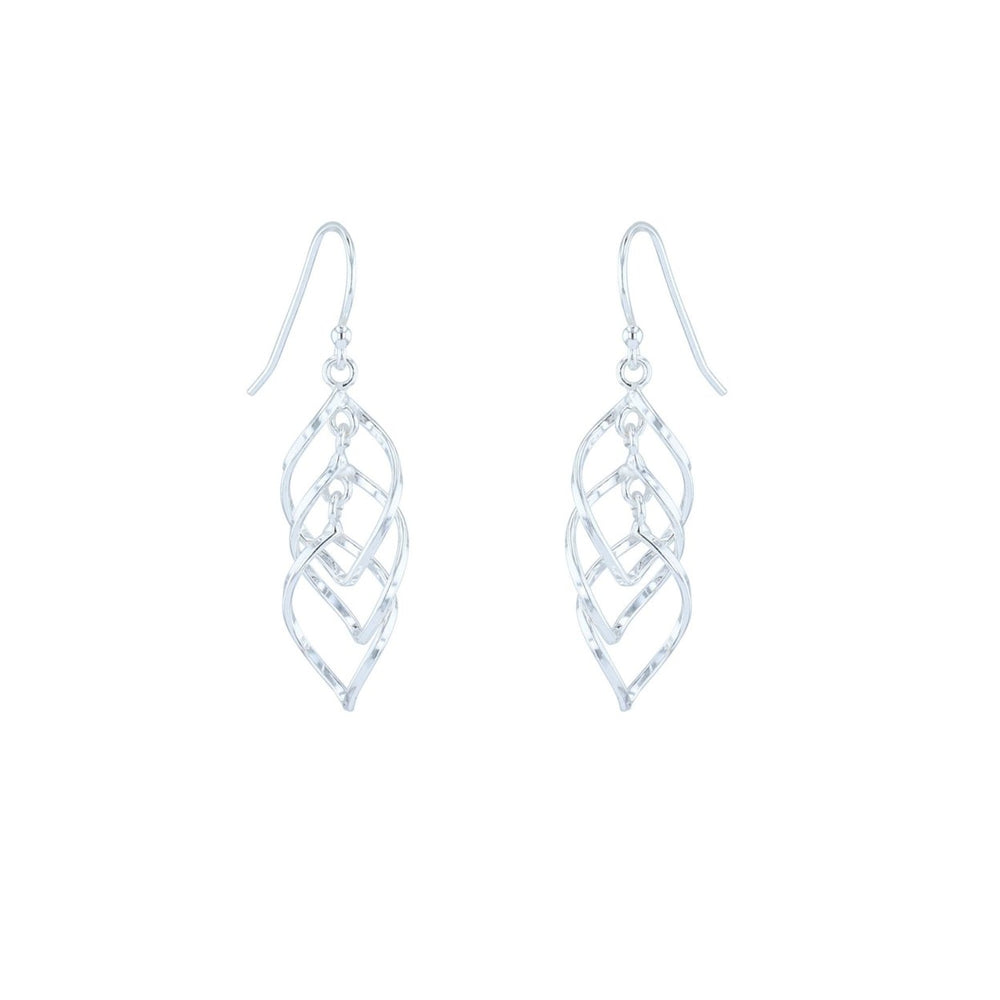 Sterling Silver Triple Swirl Splendid Dangle Earrings Image 2