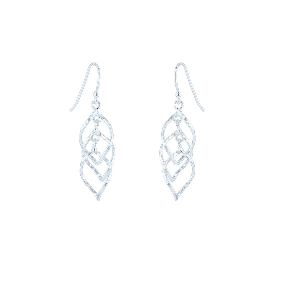 Sterling Silver Triple Swirl Splendid Dangle Earrings Image 2