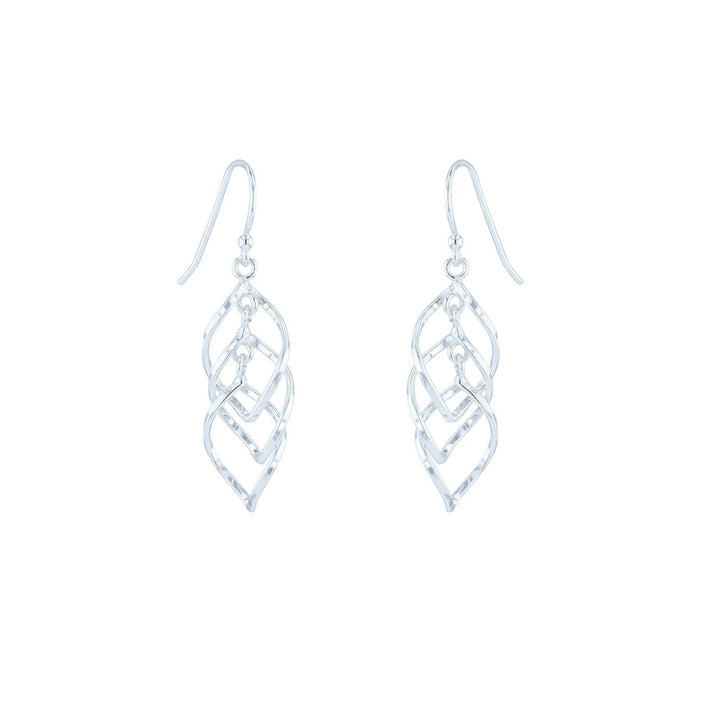 Sterling Silver Triple Swirl Splendid Dangle Earrings Image 2