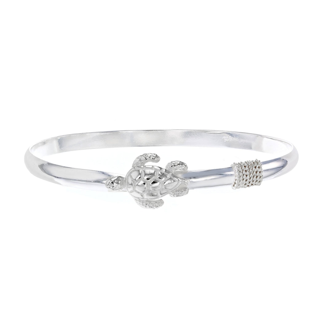 Sterling Silver Turtle Nautical Silver Bangle Bracelet Image 1