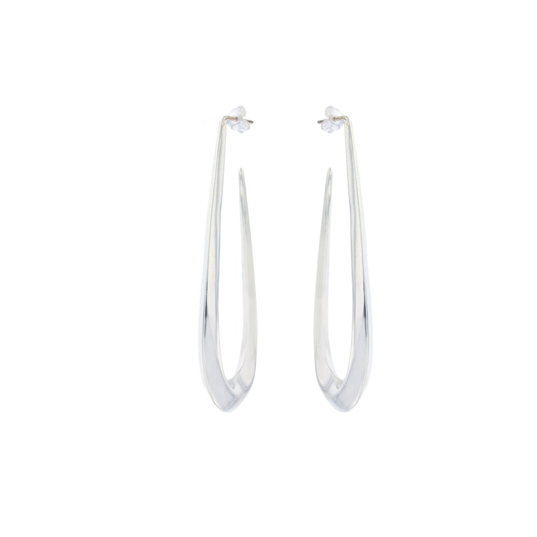 Sterling Silver U-Shape Admirable Loop Earrings Image 2