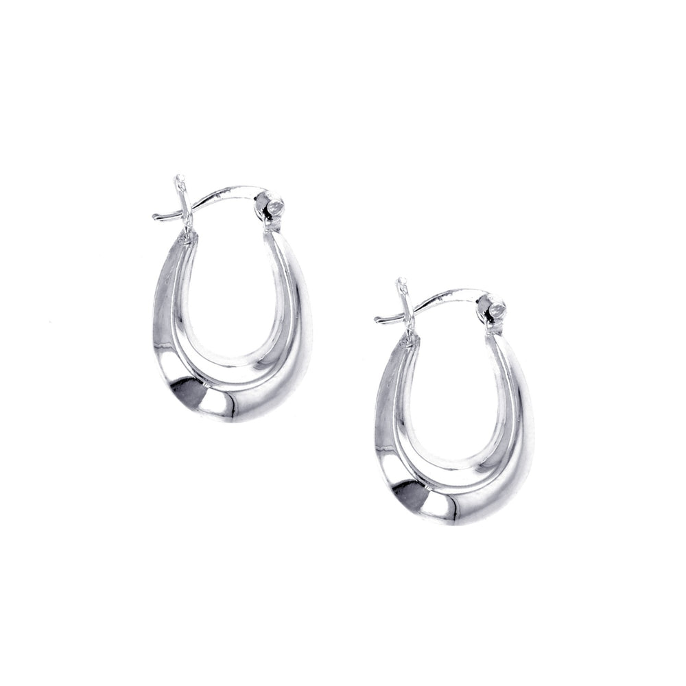 Sterling Silver U-Shape Brilliant Earrings Image 2