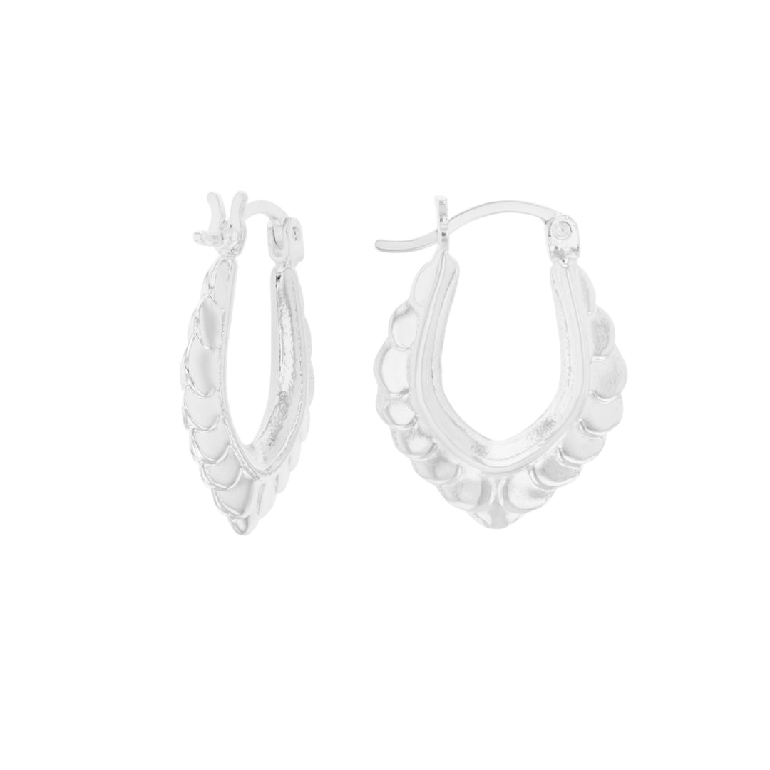 Sterling Silver U-Shape Classic Patterned Shrimp Earrings Image 2