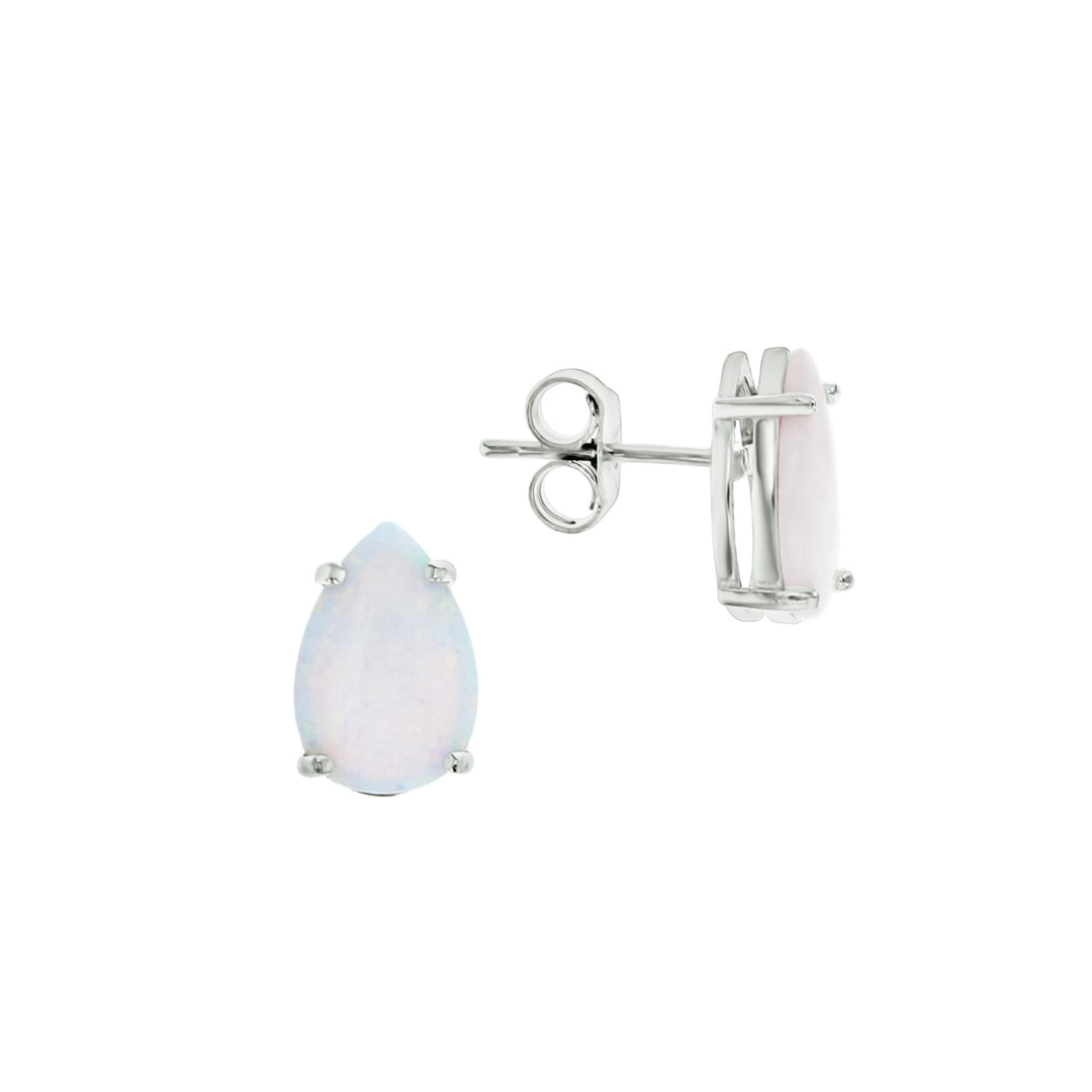 Sterling Silver White Opal Pear Shape 8x12MM Earring Image 1