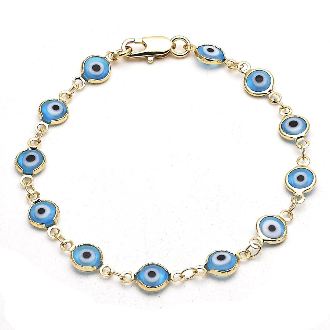 18K WOMENS GOLD High Polish Finsh  EVIL EYE BRACELET PROTECTION GOOD LUCK BABY BRACLET WOMEN BRACLET AND ANKLET Image 2