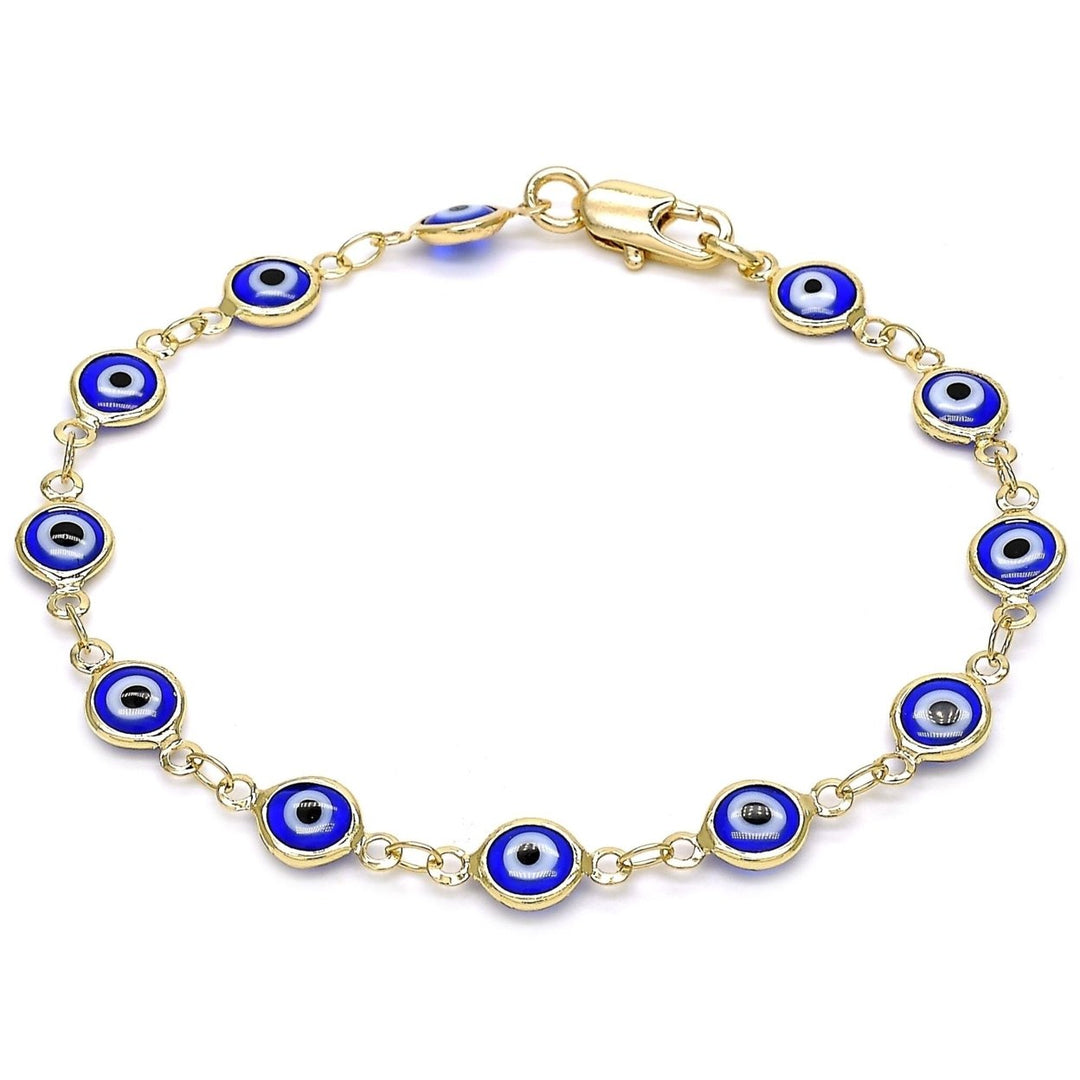 18K WOMENS GOLD High Polish Finsh EVIL EYE BRACELET PROTECTION GOOD LUCK BABY BRACLET WOMEN BRACLET AND ANKLET Image 3