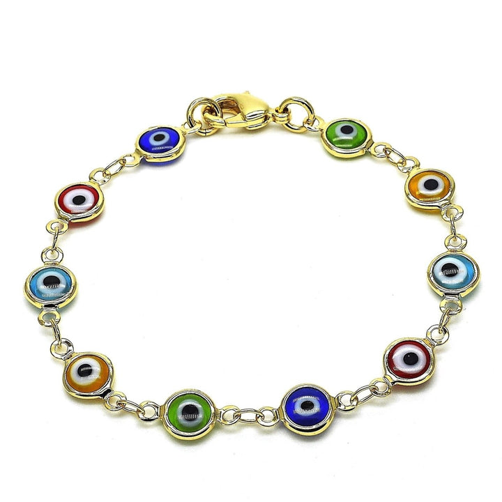 18K WOMENS GOLD High Polish Finsh EVIL EYE BRACELET PROTECTION GOOD LUCK BABY BRACLET WOMEN BRACLET AND ANKLET Image 1