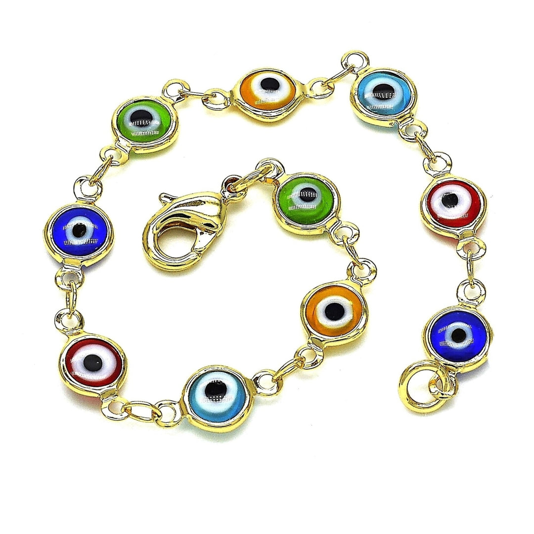 18K WOMENS GOLD High Polish Finsh EVIL EYE BRACELET PROTECTION GOOD LUCK BABY BRACLET WOMEN BRACLET AND ANKLET Image 8