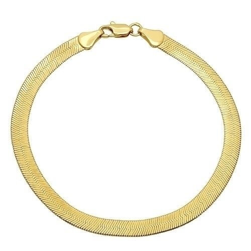 Unisex Real Gold Filled High Polish Finsh Magic/Snake Chain Bracelet Flat Herringbone Chain Link Bracelet for Men Women Image 1