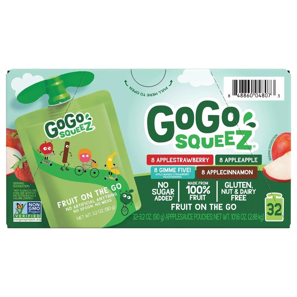 GoGo SqueeZ Applesauce Apple/Cinnamon/Strawberry/GIMME Five 3.2 Oz (32 Count) Image 2