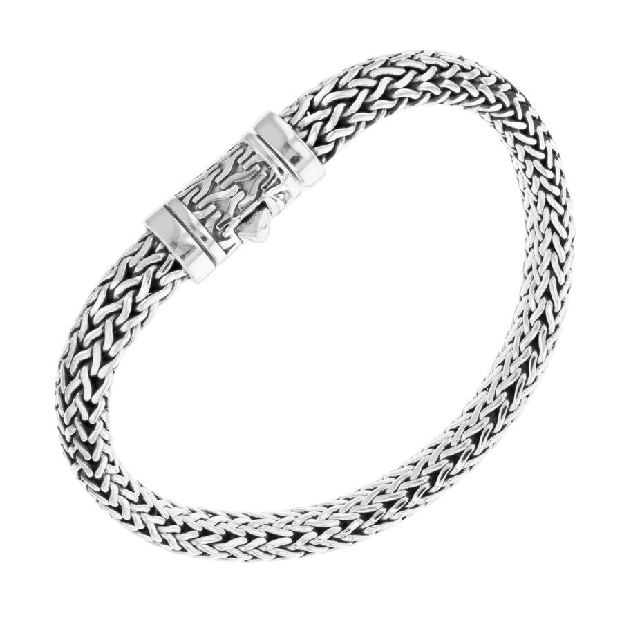 Sterling Silver Oxidized Bali Oval  Mens Bracelet Image 1