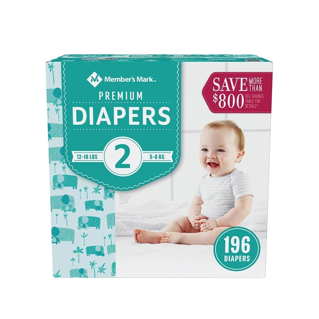 Members Mark Premium Baby Diapers Size 2 (12-18 Pounds) 196 Count Image 1