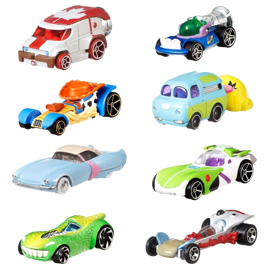 Hot Wheels Toy Story 4 Character Cars 8ct Set Disney Woody Buzz Rex Duke Peep Mattel Image 1