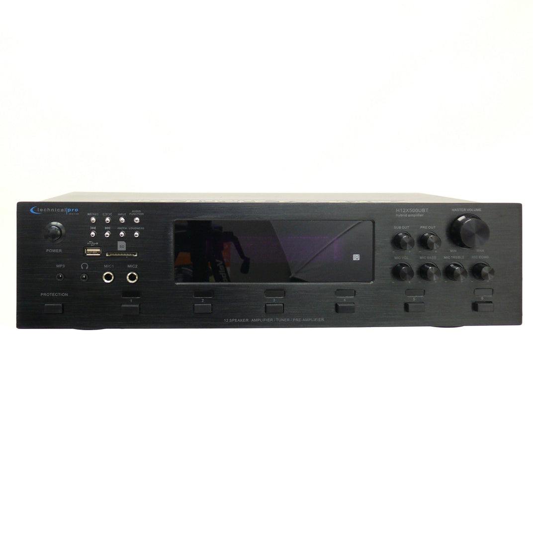 Technical Pro 6000W 6 Zone Bluetooth Hybrid Amplifier Preamp Tuner with Mic Inputs Image 1