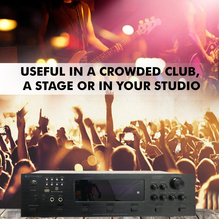 Technical Pro 6000W 6 Zone Bluetooth Hybrid Amplifier Preamp Tuner with Mic Inputs Image 6