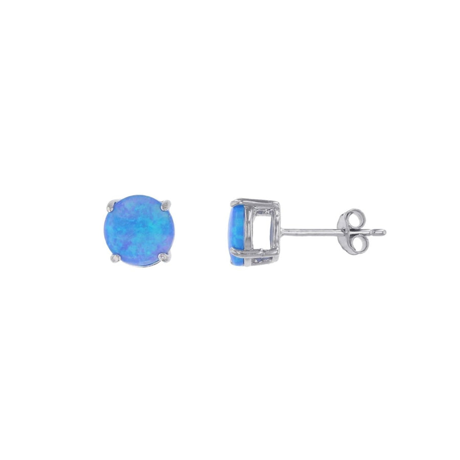 Sterling Silver Created Blue Opal 5 mm Round Prong Set Stud Earrings Image 1