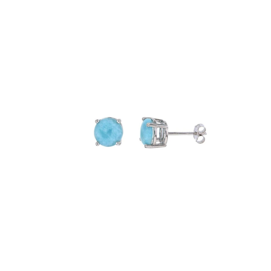 Sterling Silver Natural Larimar Round 4 mm Stud Earrings Image 1