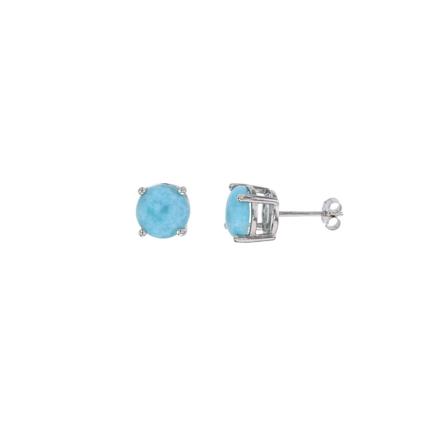 Sterling Silver Natural Larimar Round 6 mm Stud Earrings Image 1