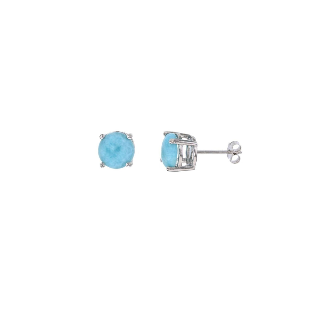 Sterling Silver Natural Larimar Round 5 mm Stud Earrings Image 1