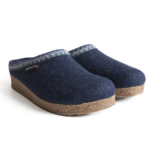 HAFLINGER Grizzly Zig Zag Clogs Womens Captains Blue 711053-79 Wool Slip On Image 1