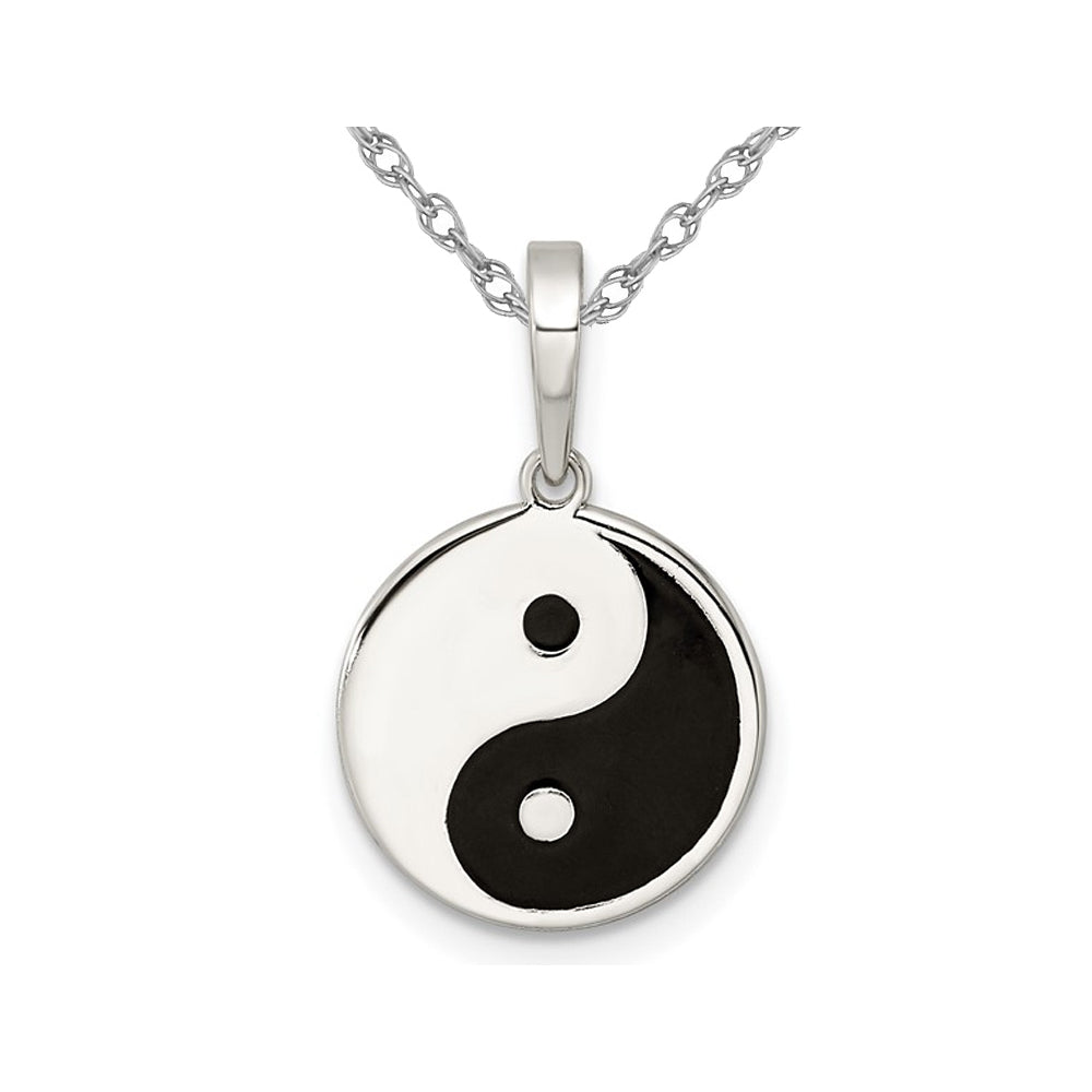 Sterling Silver Yin Yang Charm Pendant Necklace with Chain Image 1