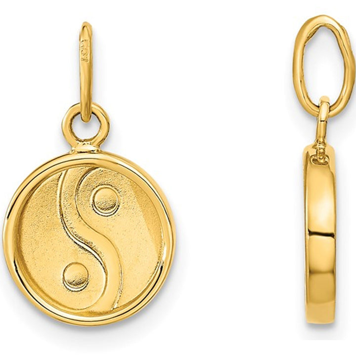 14K Yellow Gold Yin-Yang Charm Pendant Necklace with Chain Image 2