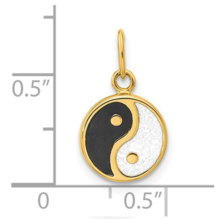 14K Yellow Gold Yin-Yang Charm Pendant Necklace with Chain Image 3